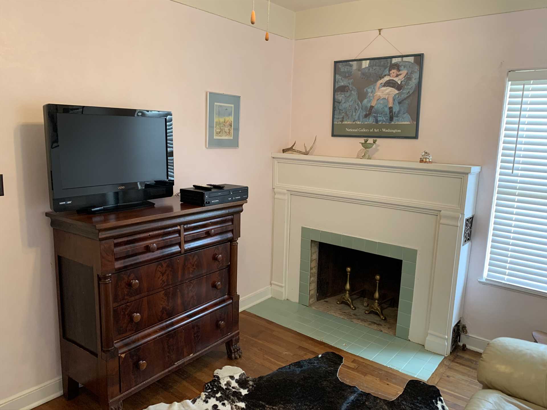                                                 The upstairs TV room includes a TV (thus the room's name!) with a DVD player, as well as Wifi Internet service.