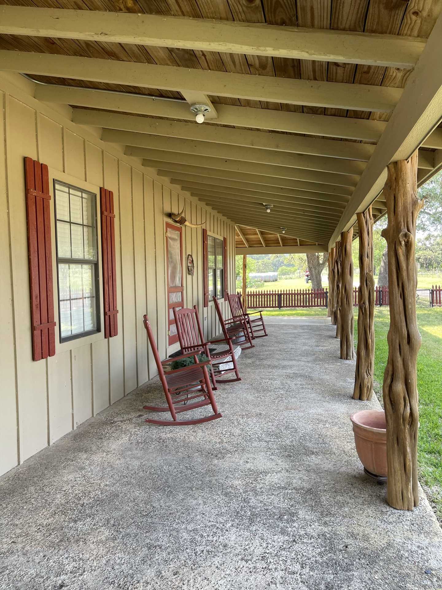                                                 Whether it's a sip of morning coffee or a glass of Texas wine, it all goes down better in the fresh country air!