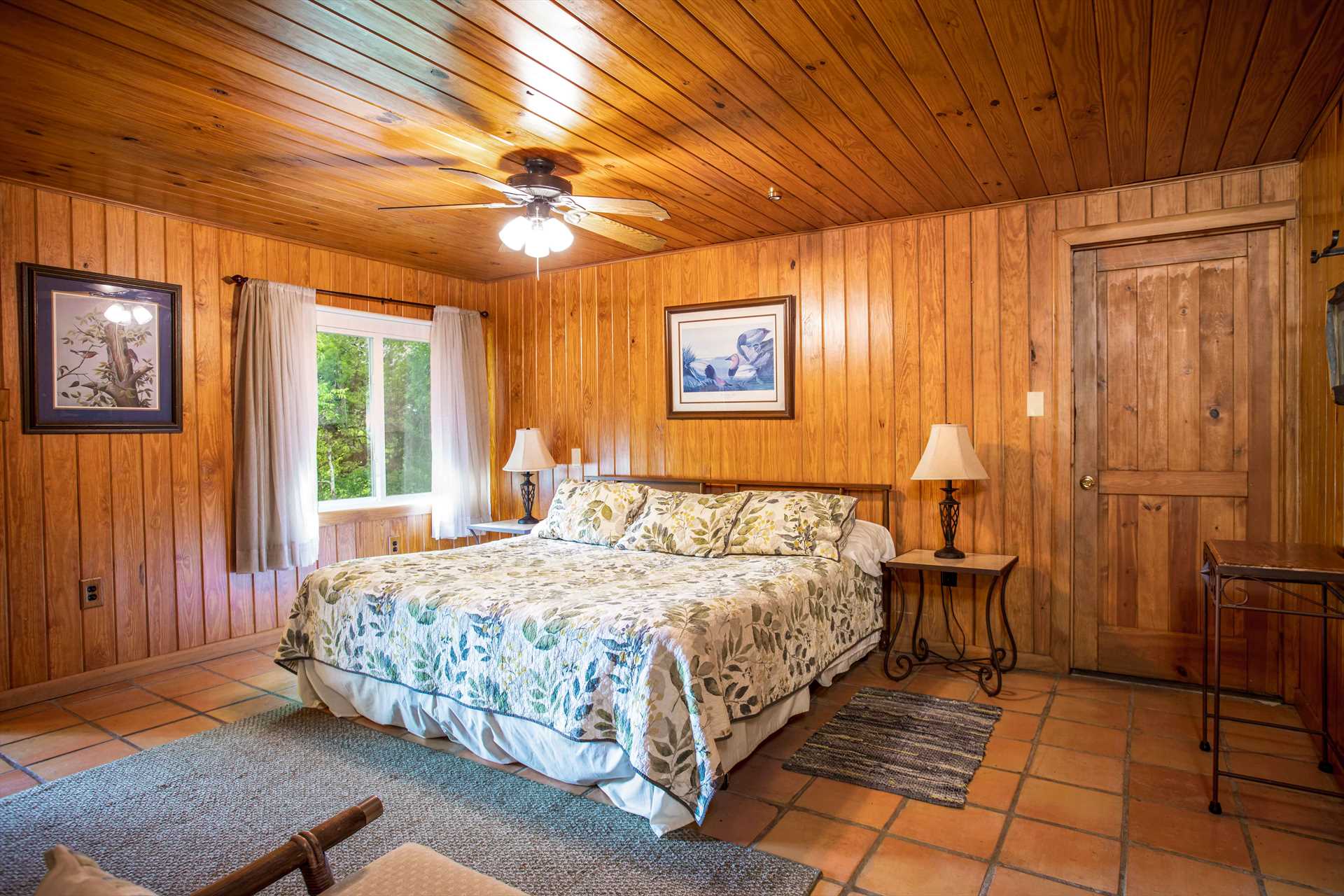                                                 A stately and comfortable king-sized bed awaits you in the second bedroom. All told, River Ridge provides peaceful slumber for up to ten people.