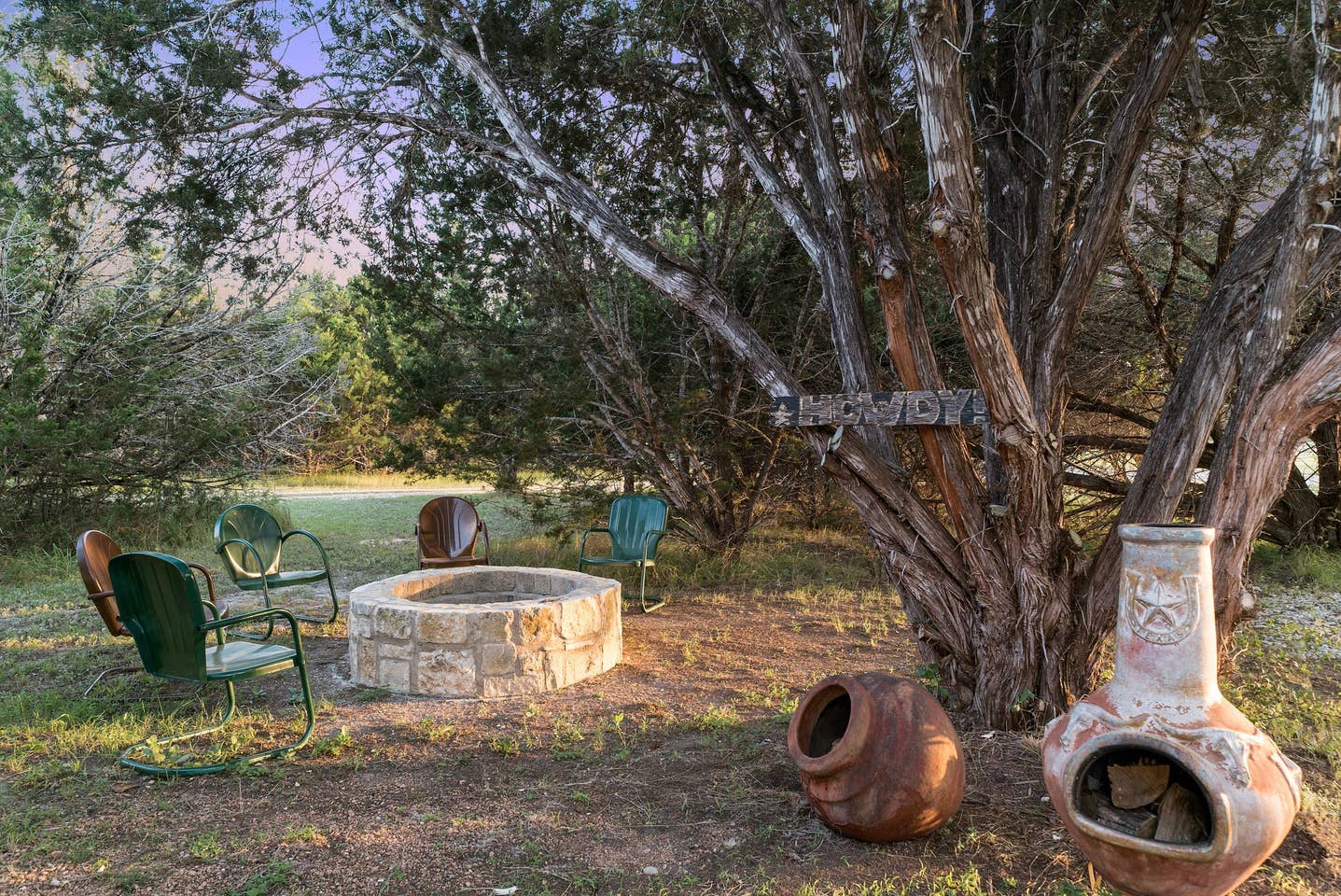                                                 The shared fire pit and chimenea are perfect for roasting snacks, and meeting some of your fellow travelers.