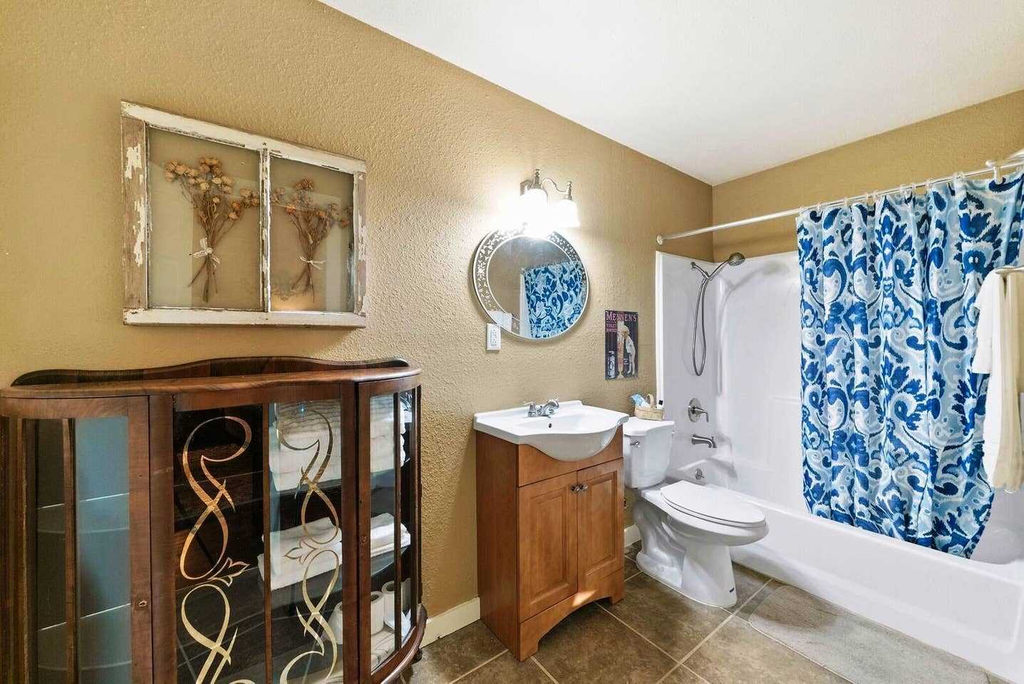                                                 The full bath here features a tub and shower combo, and soft and clean bed and bath linens are provided for your stay.
