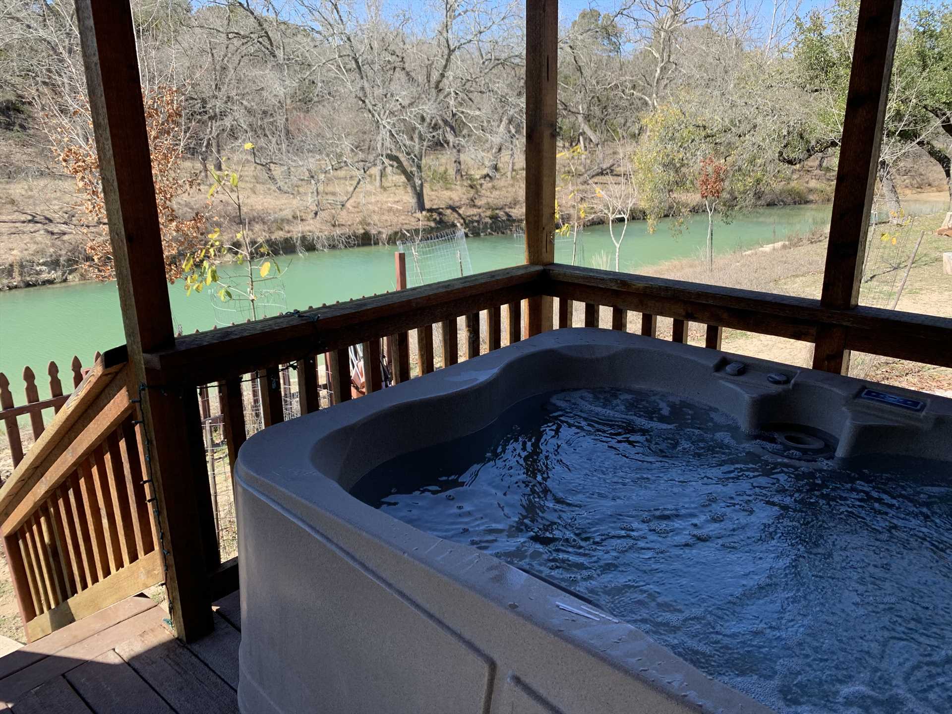                                                 A hot tub, and a crystal clear creek-be sure to plan plenty of time to enjoy both!