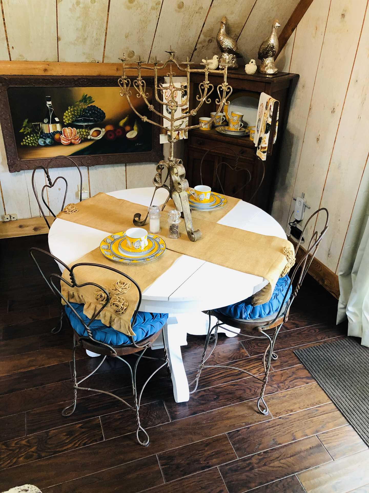                                                Wire-framed ice cream parlor chairs add a fun and functional touch to your dining area!