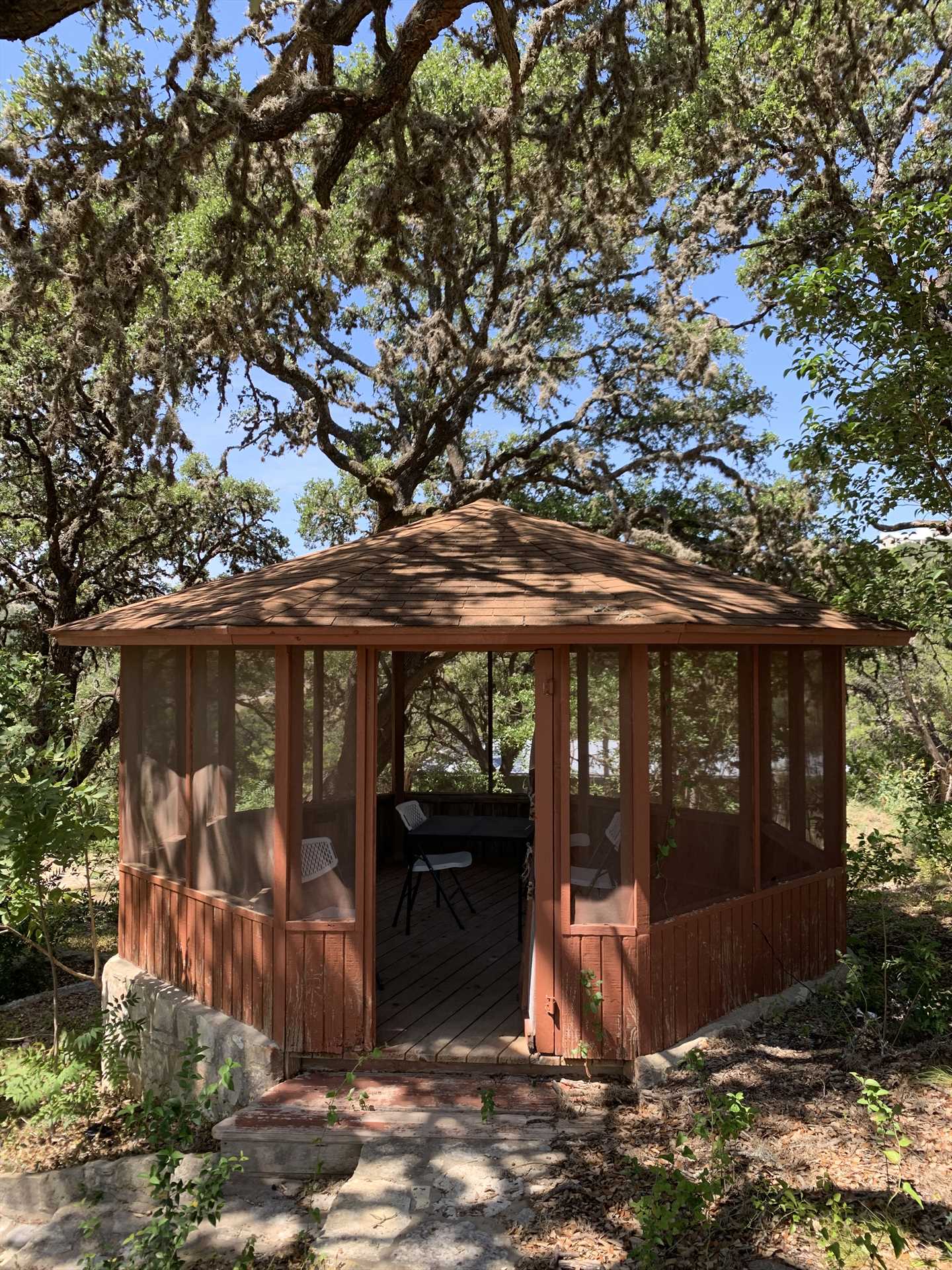                                                 The quaint gazebo on the ranch is situated perfectly in a cool and shady spot!