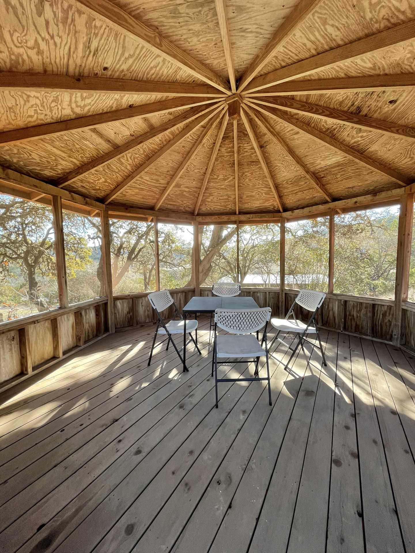                                                The shaded cover of the gazebo offers 360 degrees of Hill Country views.