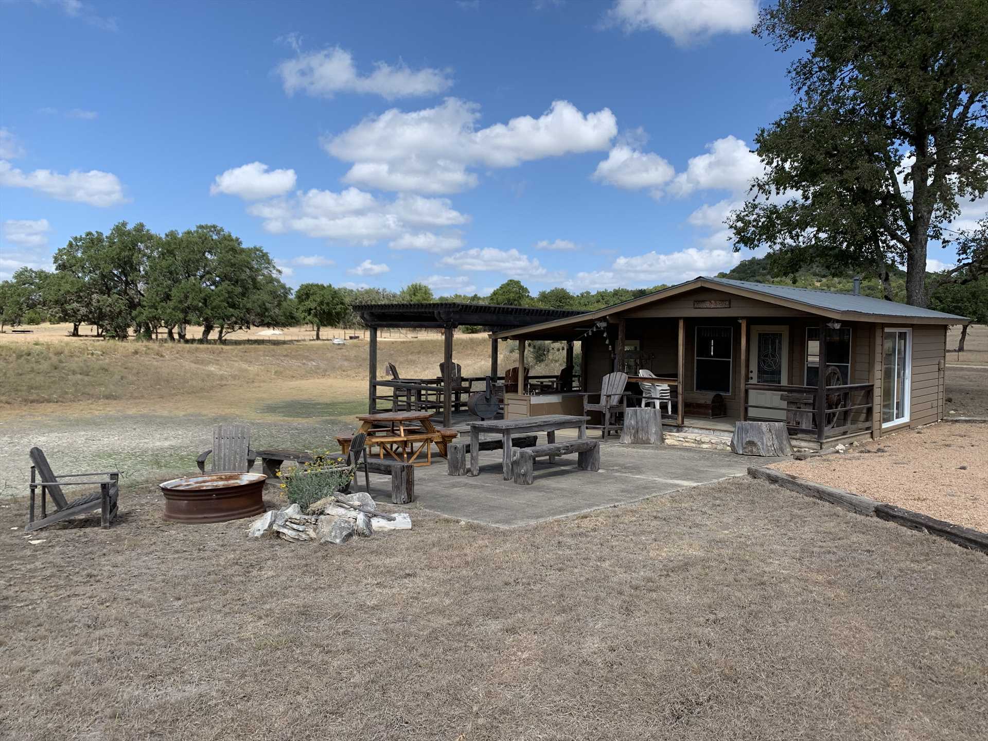                                                 All guests at Tabasco Ranch are invited to enjoy the shared pavilion on the property. It's a wonderful spot for cookouts and socializing!