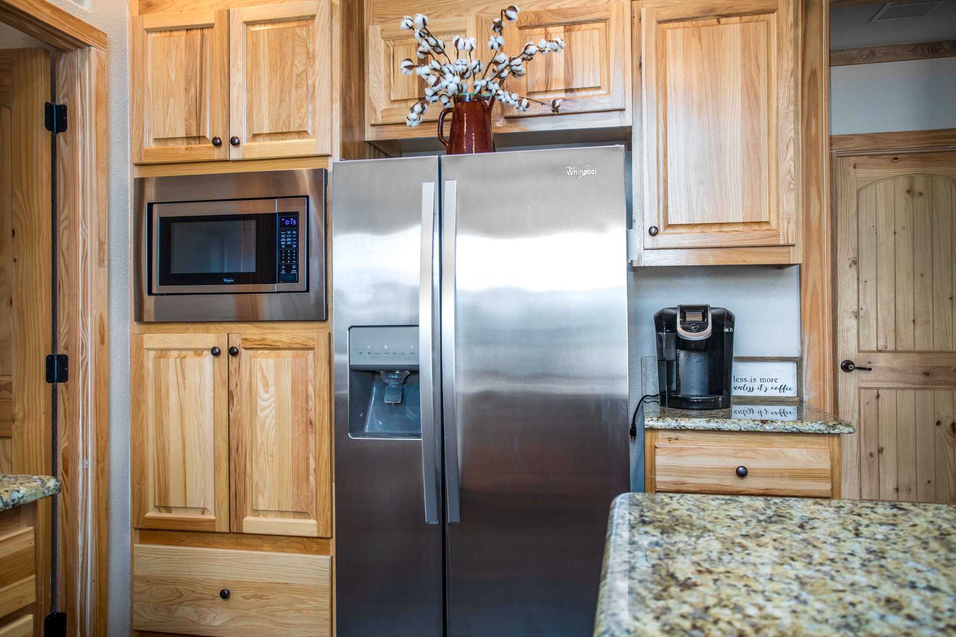                                                 Modern appliances-including two coffee makers and a dishwasher-make the Hideaway's kitchen efficient and easy to use!