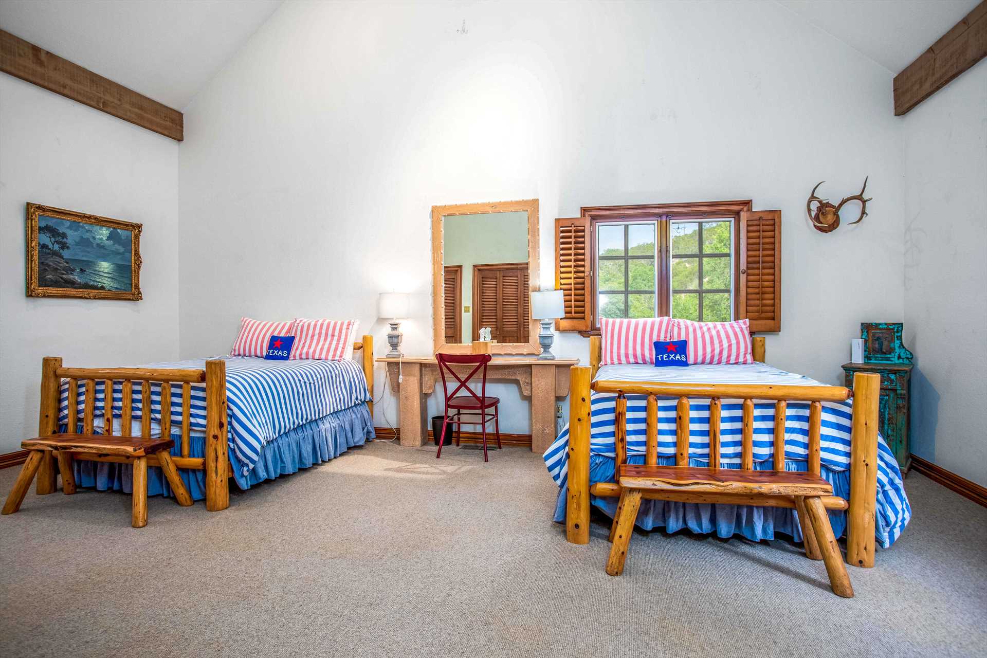                                                 Two queen-sized beds can be found in the Homestead's second bedroom, and roll-away beds are available for an additional two people, if requested.