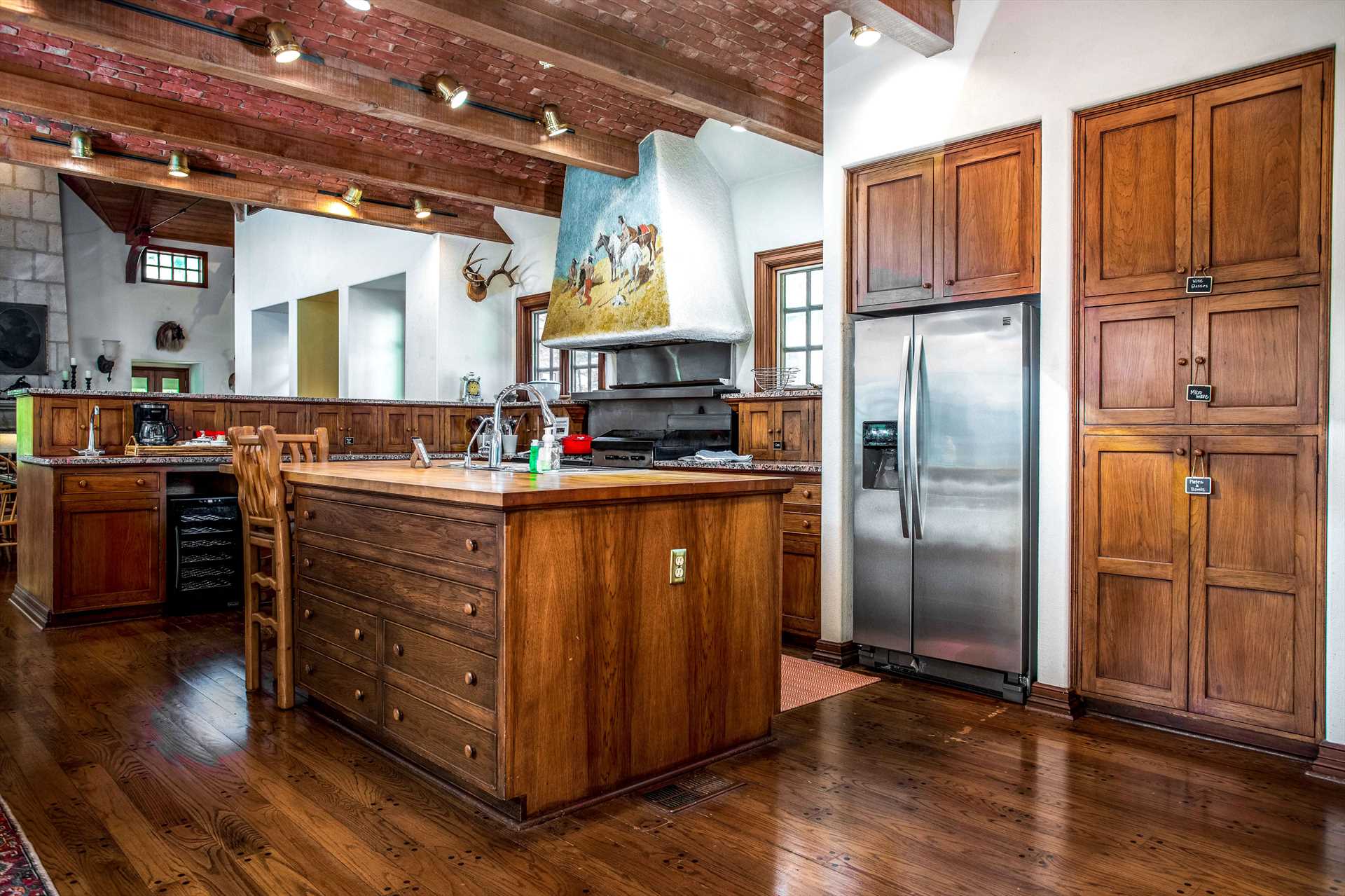                                                 Visitors here love the woodwork throughout the Homestead, and the wide-open accessibility to its enormous kitchen, too!