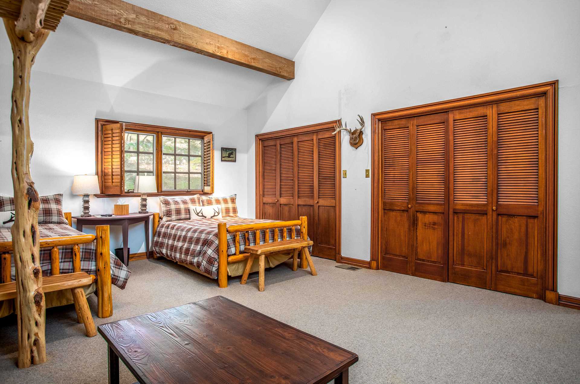                                                 From the bed frames to the doors, you can see the warm and rustic woodwork details are featured in every room of the Homestead.