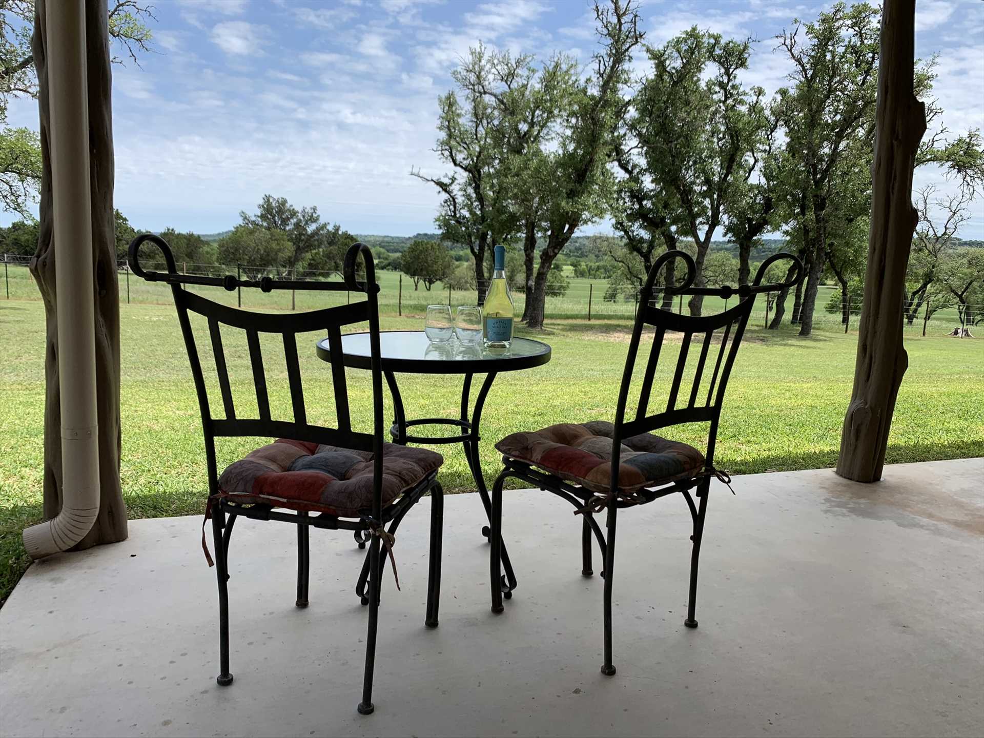                                                 You're welcome to hike the grounds, of course-but you won't even need to leave the patio for beautiful Hill Country views!
