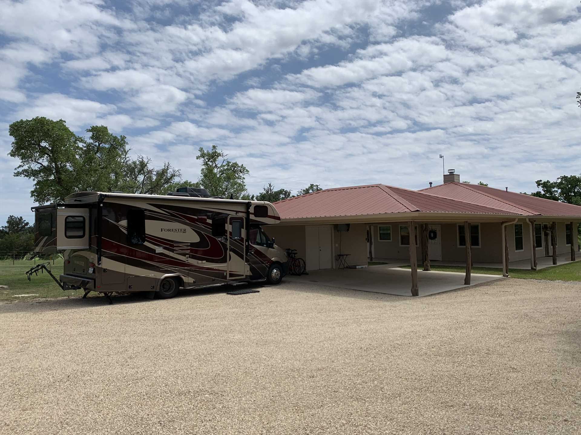                                                 Bringing an RV along? Check with us when you book about hookups at Omie's Ranch Haus.