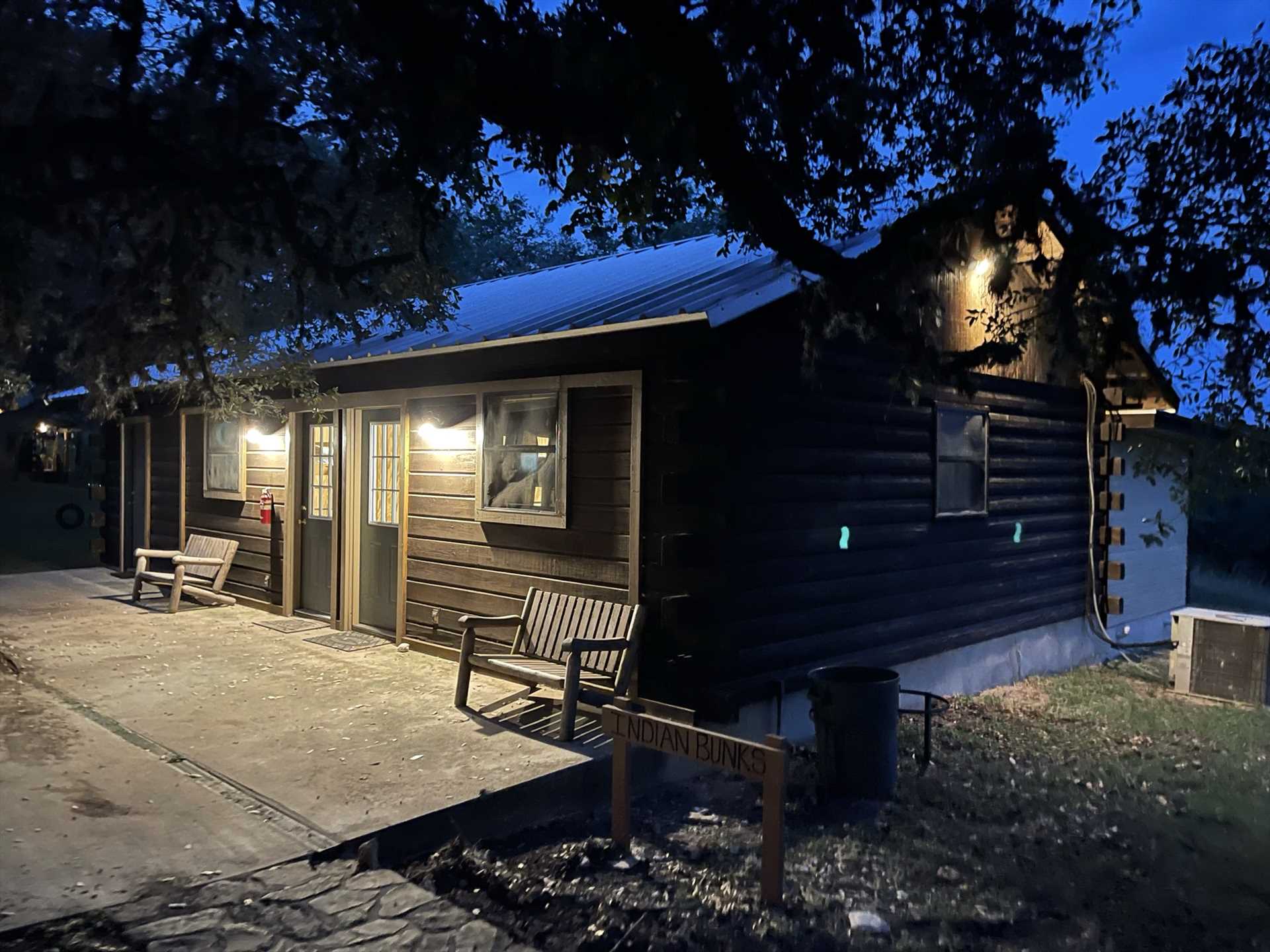                                                 The final two guest cabins at the Retreat are the Cowboy and Indian bunkhouses, which combined sleep up to twenty guests on twin bunks.