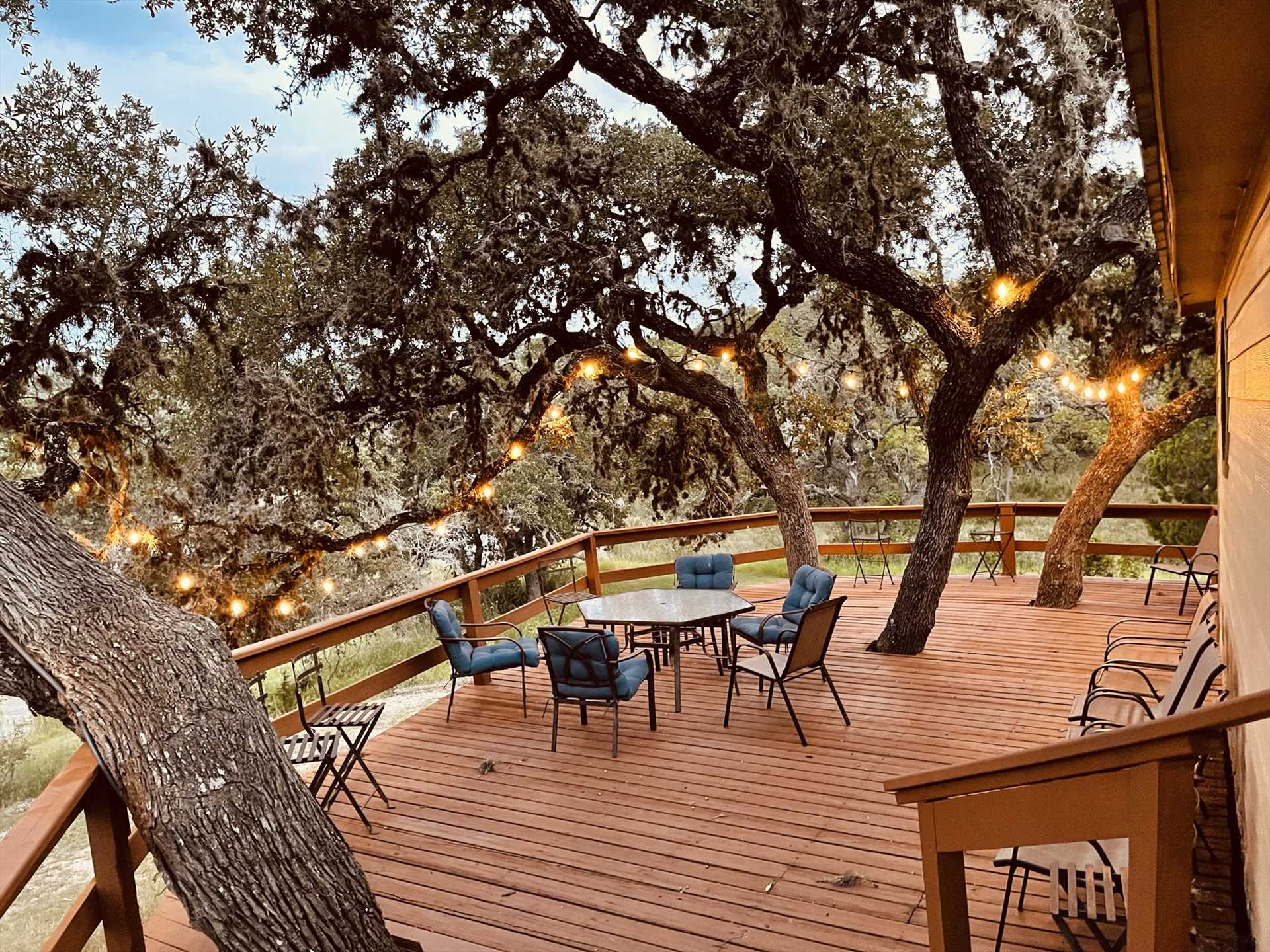                                                 Trees sprout right up through Rio Vista's roomy deck to provide cooling shade as you enjoy the view!