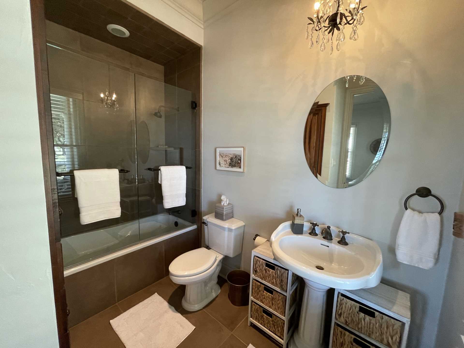                                                 All the three-and-a-half baths at La Gaye Ranch are immaculately clean, spacious, and tastefully decorated.