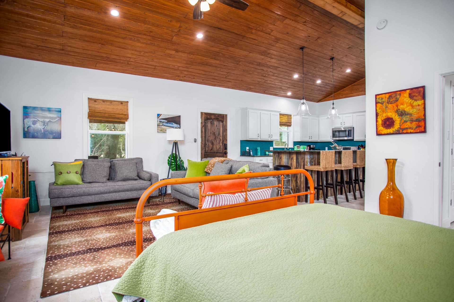                                                 Beautiful woodwork, colorful furnishings, and a wide-open floor plan all help to create the friendly vibe at the Great Escape!