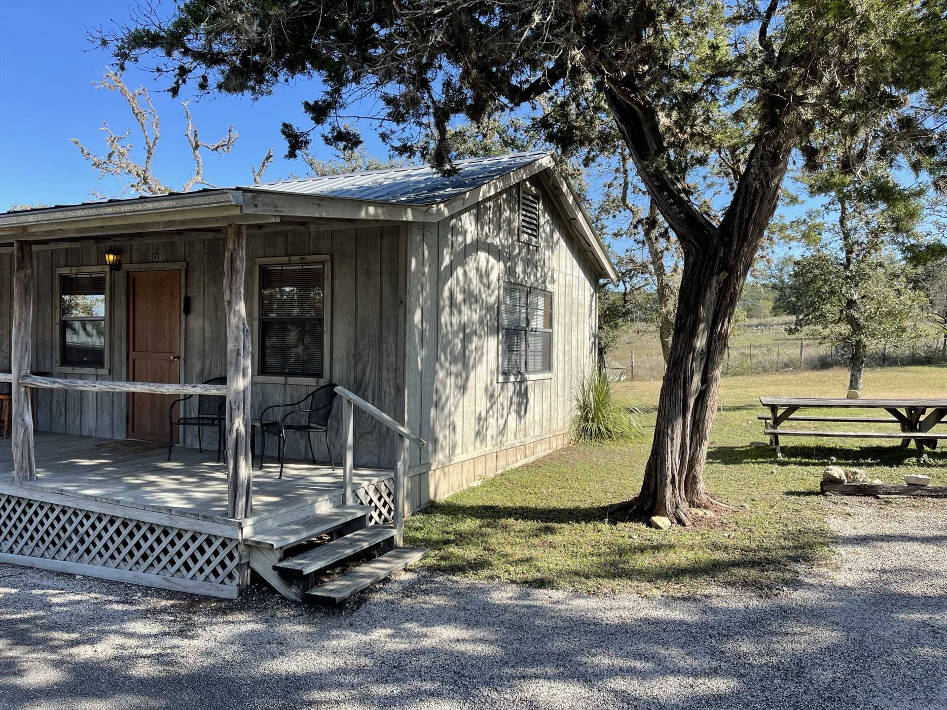                                                 Soak in those Hill Country views on the shaded deck, complete with comfy outdoor furniture.