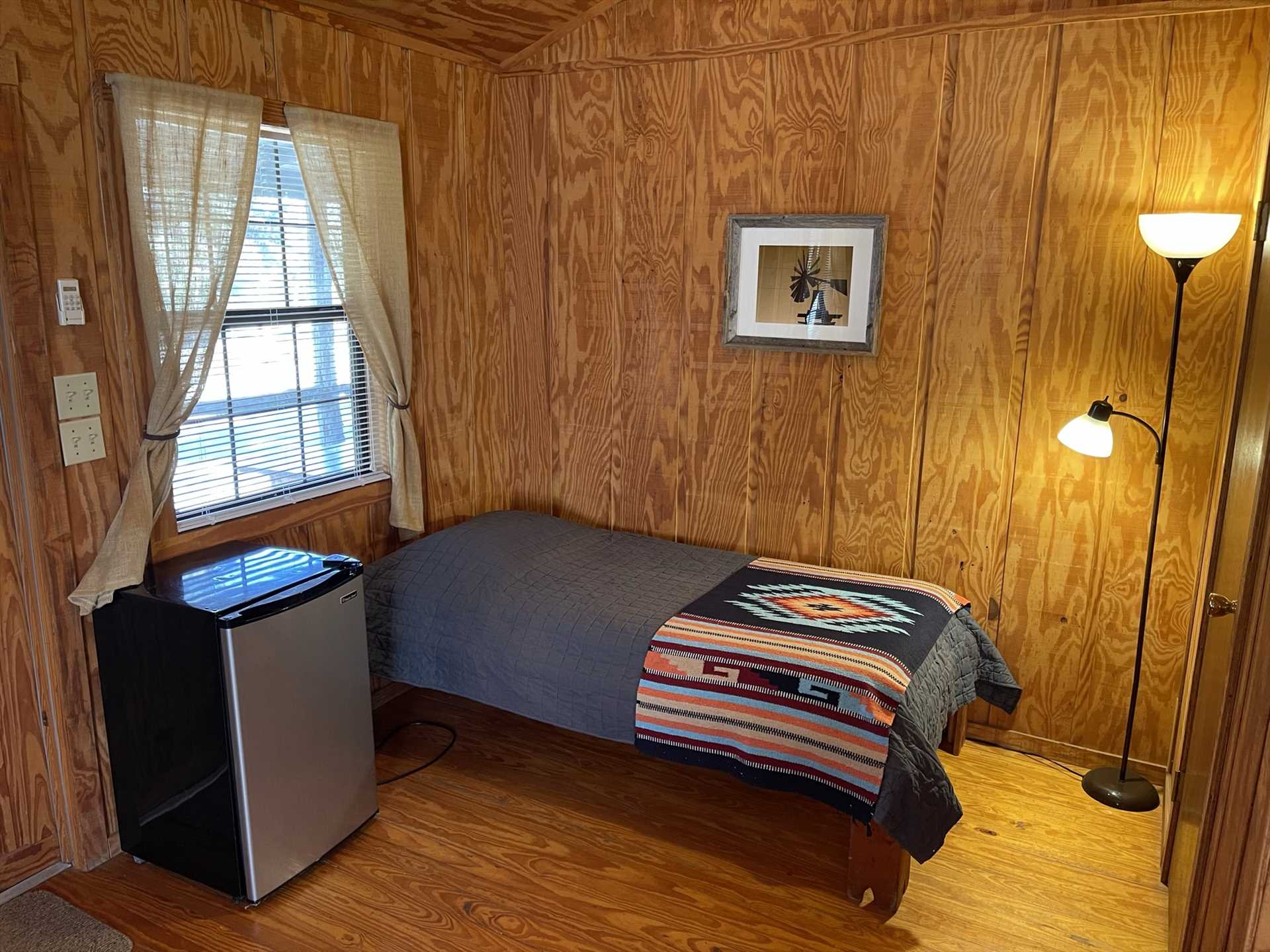                                                 Your private space includes a mini fridge, and the shared Lodge nearby has grills, an ice machine, and more!