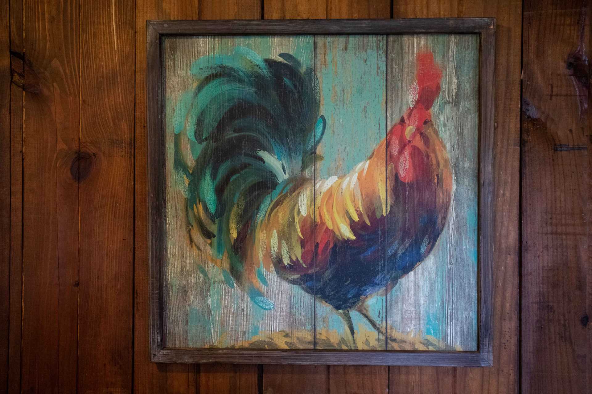                                                 This cocky fellow is just one of the original art pieces that adds to the peaceful country atmosphere at Medina Mountain.