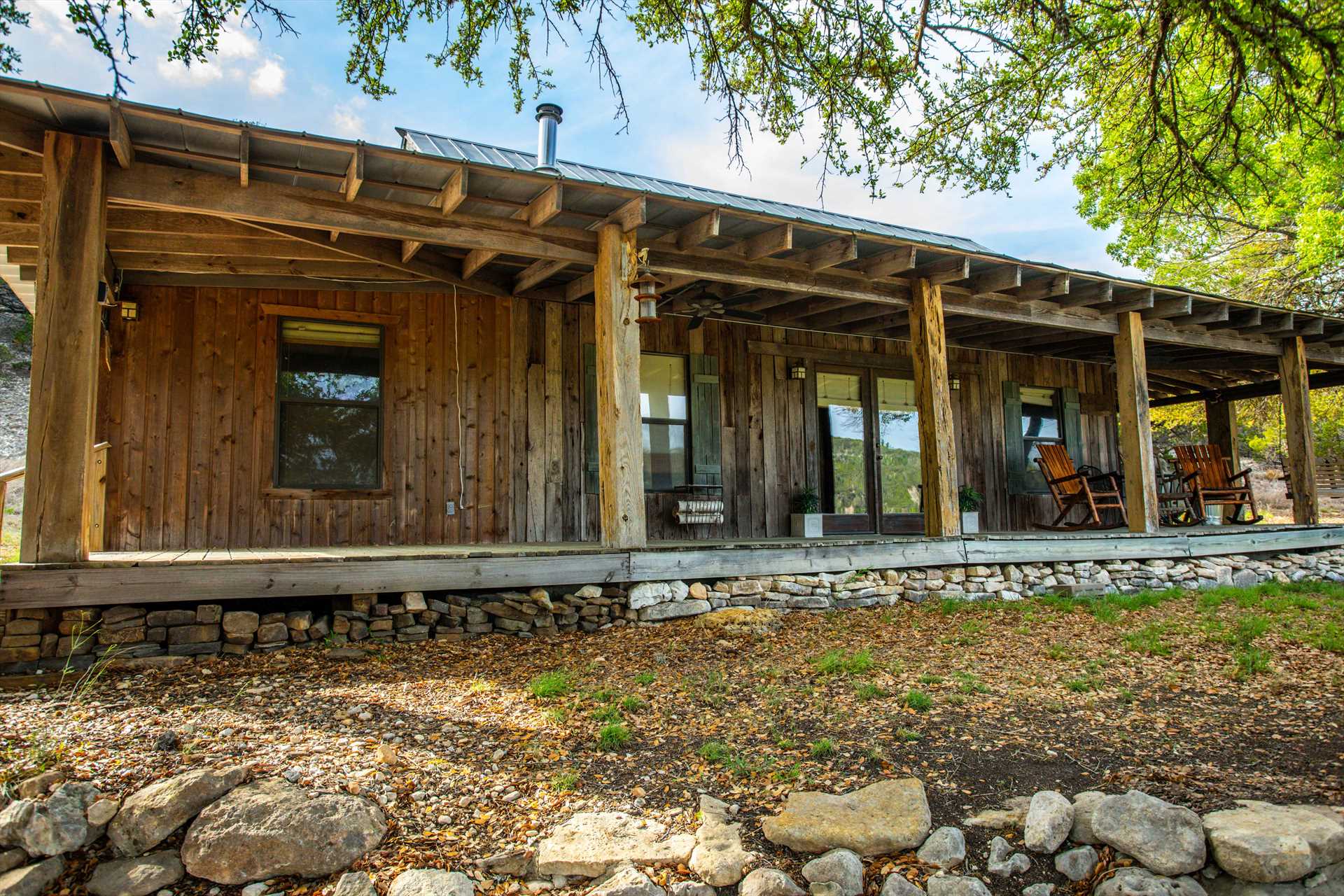                                                 The Hill Country views are awesome here, and our guests love the look of the front of the Retreat, too!