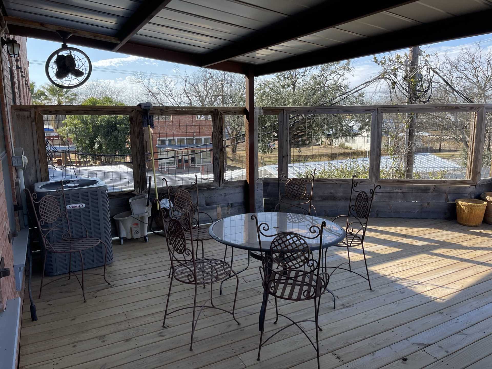                                                 Savor some fresh-air time with class on the big, shaded deck! There's also a gas grill for hearty BBQ cookouts.