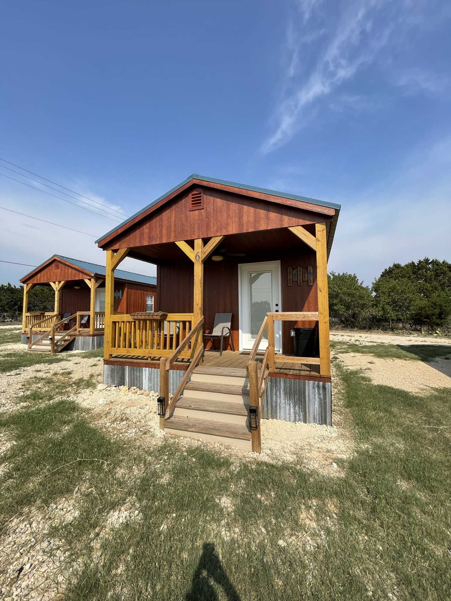                                                 Your porch on the Cardinal Cabin faces west, so you can sit and savor the colorful majesty of the Hill Country sunsets!