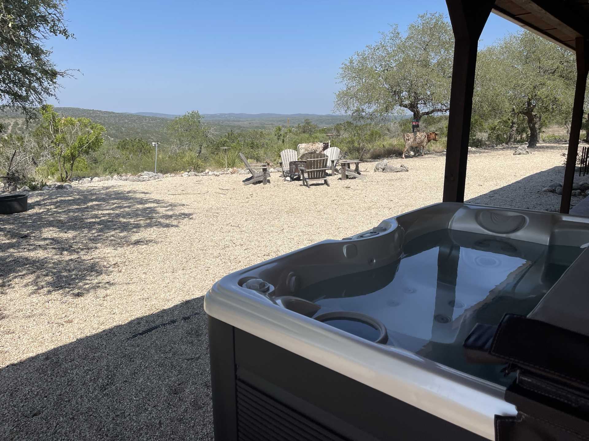                                                 The only thing that could make this Hill Country view even better is to enjoy it from a warm and soothing hot tub!